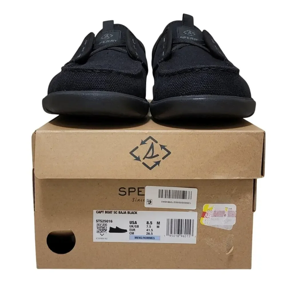 Sperry Top-Sider Men Seacycled Captain Moc Boat Shoes Size US 8.5M Black Baja